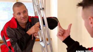 Anal inspectors deliver new desk to Ani Blackfox and double penetrate her