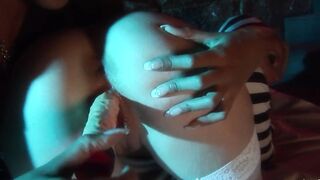 The lesbo jail guard has fun with her blonde prisoner as she brings her sex toys to