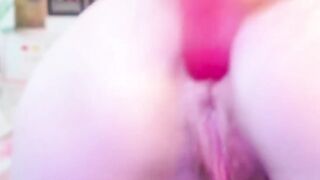 unshaved cunt 19 yo sex toy into butt close up