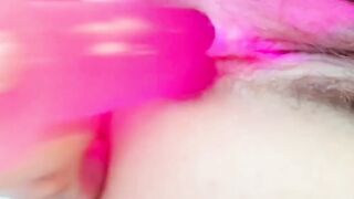 unshaved cunt 19 yo sex toy into butt close up