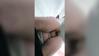 Milf point of view below into bathroom WC bondage