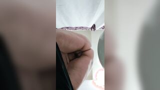 Milf point of view below into bathroom WC bondage