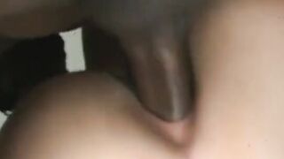Man rams his penis inside booty and mouth and squirts on her booty