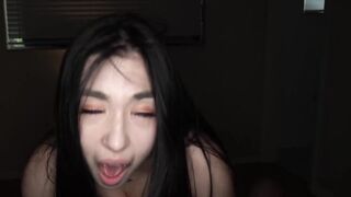 Bombshell chinese 18 Mina Moon Blows Long Cock for Kinky Kings