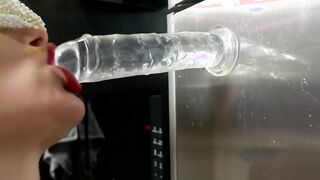 juicy housewife stuck a sex toy to the refrigerator and nailed herself with it