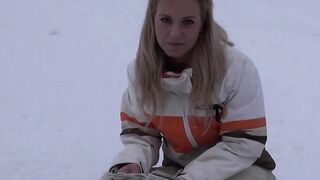 Big Titted blonde skier is paid to come back to the lodge and fucked