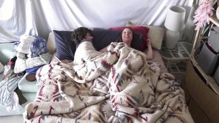 Stepson wakes up with stepmom inside the bed and fucks the wrong hole