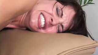 Dark Hair cougar with huge shine from oil ass was nailed by playful bro
