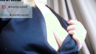 BLOWING THE TOY AND JERKING IT OFF WITH MY BOOBS