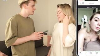 Caught my stepsister while she was filming her cunt