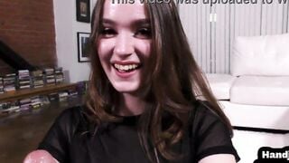 pov HJ amateur teenagers wanks and grinds penis while talks filthy