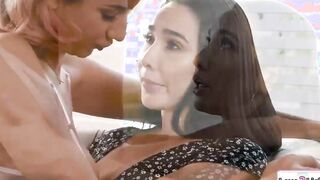 Hispanic Cutie gets lapdance from big tit bff