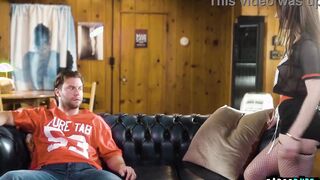 Lusty step-daughter Charly Summer is desperate for her stepdad Seth Gamble's attention and goes to the point where she fucks him during the huge game!