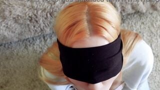 Cheated Silly Step Sister into blindfolded game, but I think she liked it