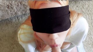 Cheated Silly Step Sister into blindfolded game, but I think she liked it