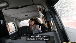 Fake Taxi Cheeky oriental passenger gets out and takes a piss into the middle of the road