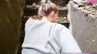 Outdoors amateur sex with German blonde young woman pov