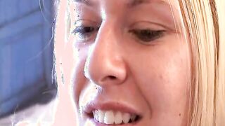 babe whore Riley Evans waxes her fuckholes to keep them hairless