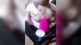 Big Titted Hottie school Bombshell women is banged! rough inside chair and getting cum insider after she