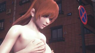 Evangelion Animated - Asuka Boobjob and penetrated inside a Tokyo Street - Japanese oriental Manga Hentai Clip Game Porn