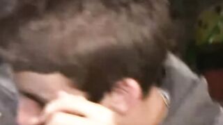 Teenagers skank gets spitroasted into freaky frat sex tape