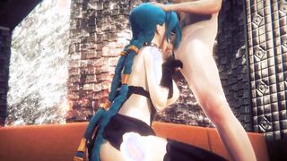LOL Anime - Jinx bound up like a bitch blows a penis - Japanese oriental Manga Animated Video Game Porn