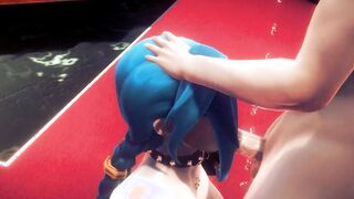 LOL Anime - Jinx bound up like a bitch blows a penis - Japanese oriental Manga Animated Video Game Porn