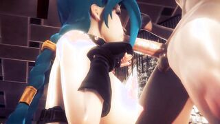 LOL Anime - Jinx bound up like a bitch blows a penis - Japanese oriental Manga Animated Video Game Porn