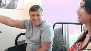 19 Year Old with gorgeous body ride grandpa penis and takes jizzed inside mouth