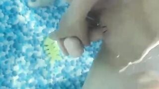 Young teenie cunt with mouth with fat jugs incredible sexy masturbation her nice twat inside the pool