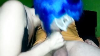 amateur thot blows dick and gets jizzed on her melons