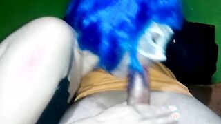 amateur thot blows dick and gets jizzed on her melons