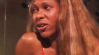 Bae african women takes BF's dick and facial during workout