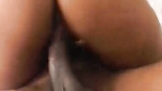 Hoe into goddess blue dress blows and takes ebony cock
