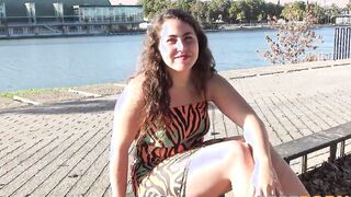 Amateur dark hair eighteen finally fulfills her fantasy with two DICKS for herself!!!