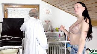 2 pervy doctors make young Bella Angel cum like dirty inside gyno chair
