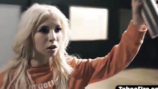 Blonde 19 yo licks milf cop's snatch to got out of trouble