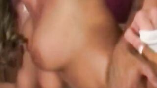 Blonde young chick pleases 2 vulgar guys