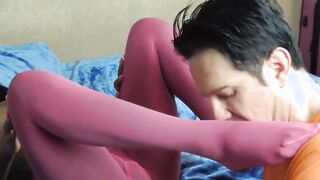 African Eighteen Barbie Colored Nylon Toes Licking