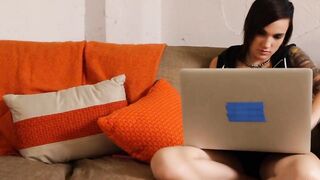 Inked punk lesbo gets lusty while watching porn and then she fucks her gf on the