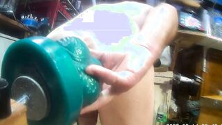 Hankeys dildos on the machine