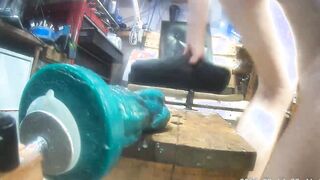 Hankeys dildos on the machine