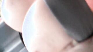 Goddess Cutie rubbing a penis while the dude driving caught on clip