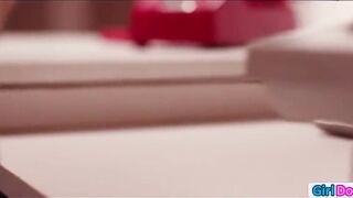 Big Tit dyke boss licks employees cunt