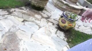Dark Hair gets her vagina filled with cum and goes to piss before getting clothed