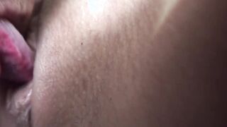 Dark Hair gets her vagina filled with cum and goes to piss before getting clothed