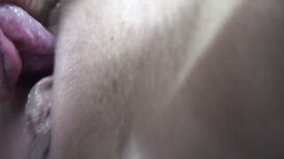 Dark Hair gets her vagina filled with cum and goes to piss before getting clothed