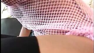 Thot blows dick and fucks into pink mesh top