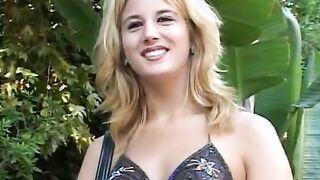 Expirienced pretty blonde opens her booty and vagina wide
