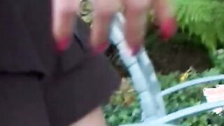 Expirienced pretty blonde opens her booty and vagina wide